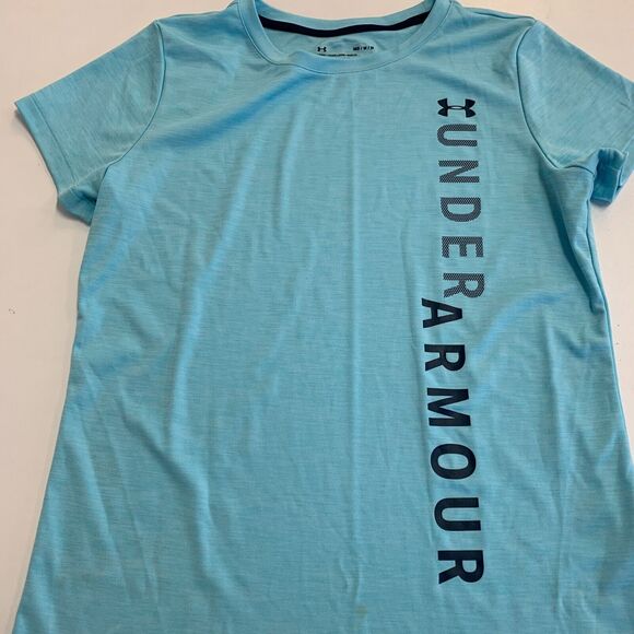 Under Armour Loose Tee Womens M Medium Blue Heatgear Short Sleeve Logo Shirt - Picture 11 of 14